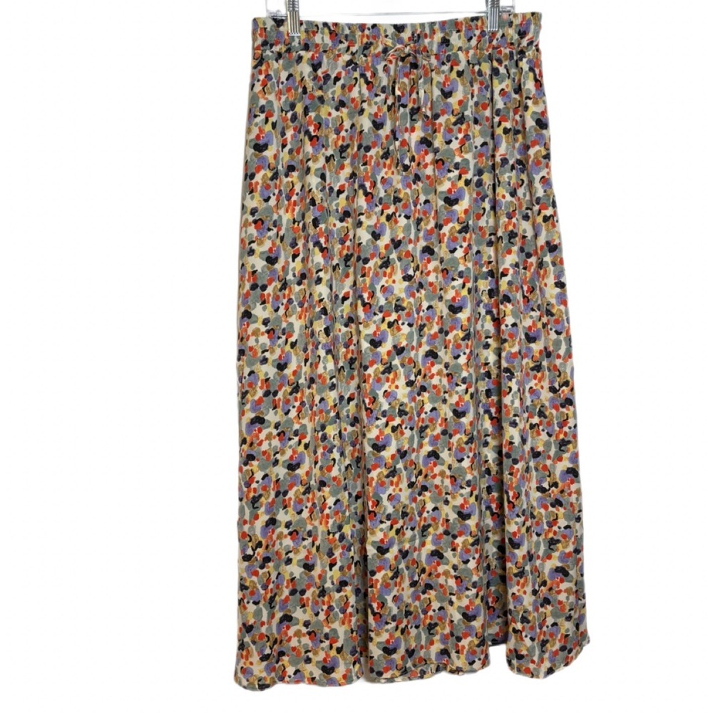Niloufo Midi Skirt Multi Color Elastic Waist Drawstring, Pockets, NWT Size XL